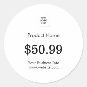 Business Logo Simple White Price Tag Sticker