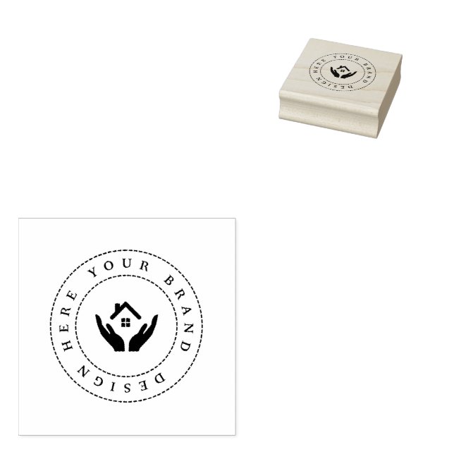Business Logo Simple Wood Art Stamp (Stamped)