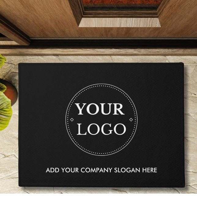 Business Logo Slogan Modern Promotional Black Doormat (Creator Uploaded)