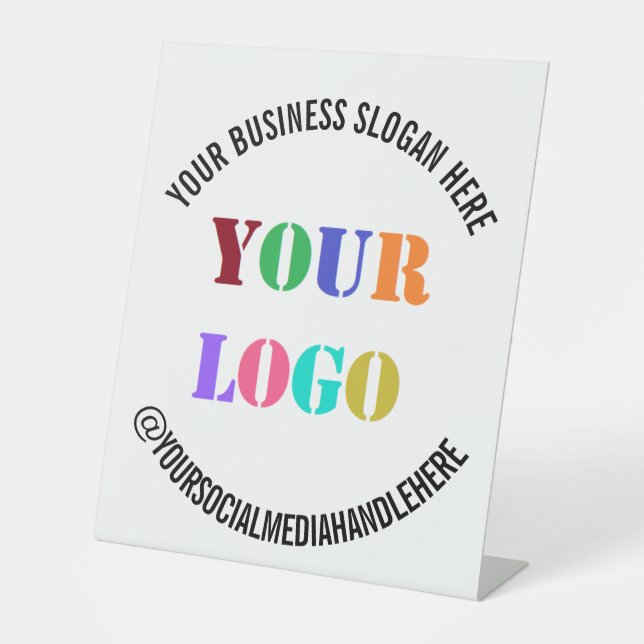 Business Logo Social Medea Pedestal Sign Template (Front)
