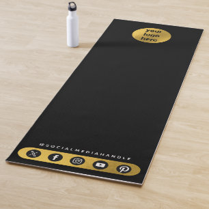 Business Logo Social Media Black Gold Yoga Studio Mat