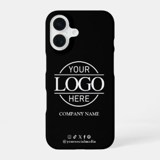 Business Logo & Social Media Black Promotional iPhone 16 Case