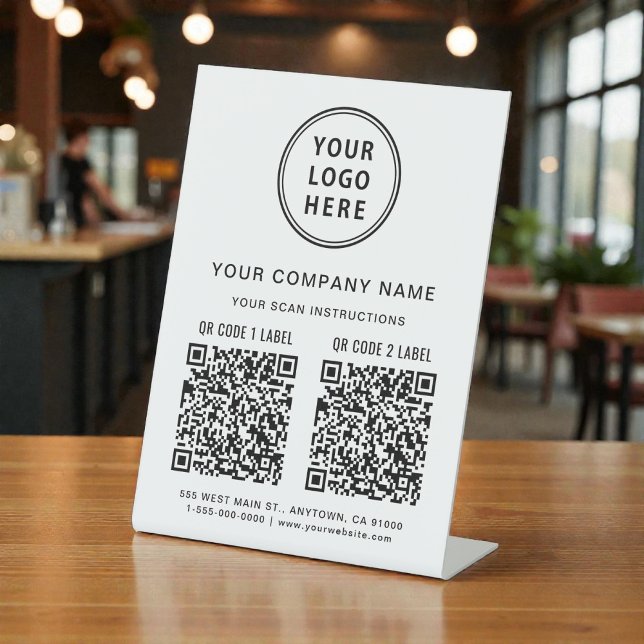 Business Logo Social Media Create 2 QR Codes Pedestal Sign (Business Logo Social Media Create 2 QR Codes Pedestal Sign)