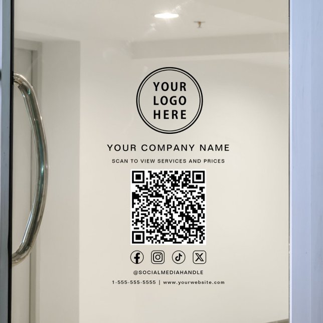 Business Logo Social Media Create Your QR Code (Business Logo Social Media Create Your QR Code Window Cling)
