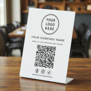 Business Logo Social Media Create Your QR Code Pedestal Sign