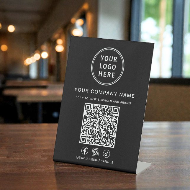 Business Logo Social Media Create Your QR Code Pedestal Sign (Business Logo Social Media Create Your QR Code Pedestal Sign)