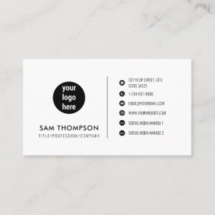 Business Logo Social Media Icons Minimal White Card