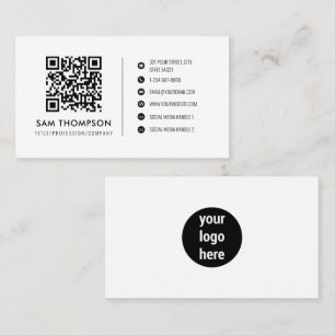 Business Logo Social Media Icons QR Code Simple Card