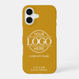 Business Logo & Social Media Mustard Promotional iPhone 16 Case