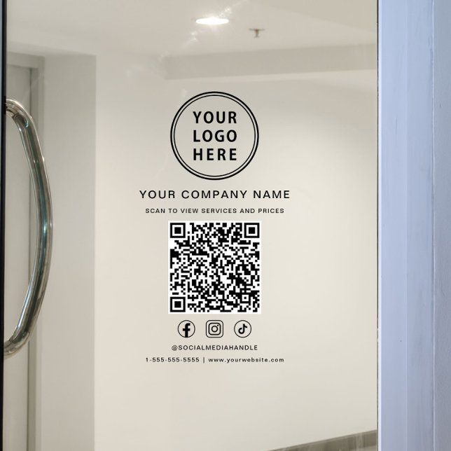 Business Logo Social Media QR Code (Business Logo Social Media QR Code Window Cling)