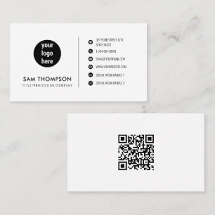 Business Logo Social Media QR Code White Template Card