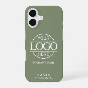 Business Logo Social Media Sage Green Promotional iPhone 16 Case