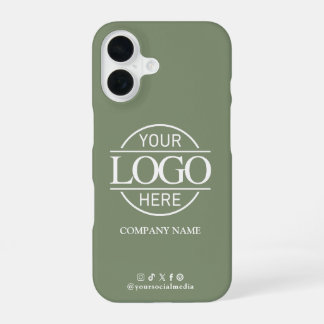 Business Logo Social Media Sage Green Promotional iPhone 16 Case
