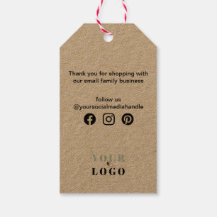 Business Logo Social Media Thank You Kraft Tags