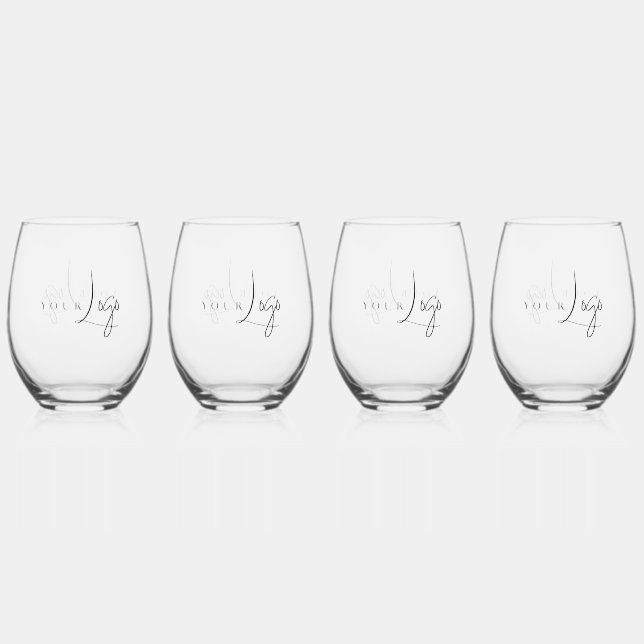 Business Logo Stemless Wine Glass (Front)