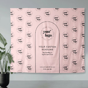 Business Logo Step Repeat Pink & Black Backdrop Tapestry