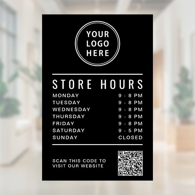 Business Logo Store Hours Create Your QR Code (Business Logo Store Hours Create Your QR Code Window Cling)