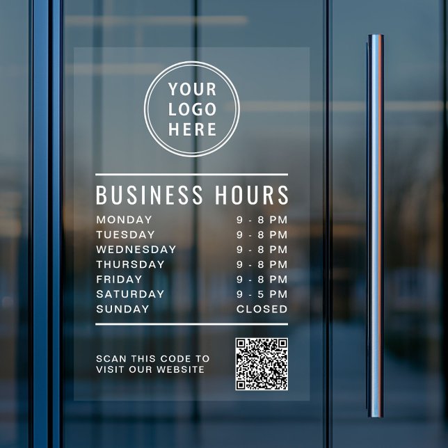 Business Logo Store Hours Create Your QR Code (Business Logo Store Hours Create Your QR Code Window Cling)
