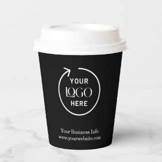 Business Logo | Stylish Black Modern Professional Paper Cups