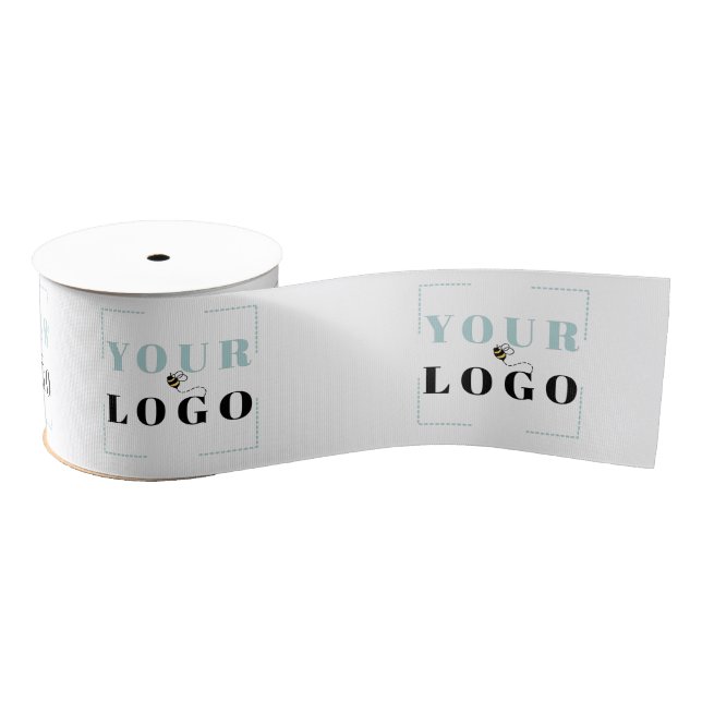 Business Logo Template Custom White Wide Grosgrain Ribbon (Spool)