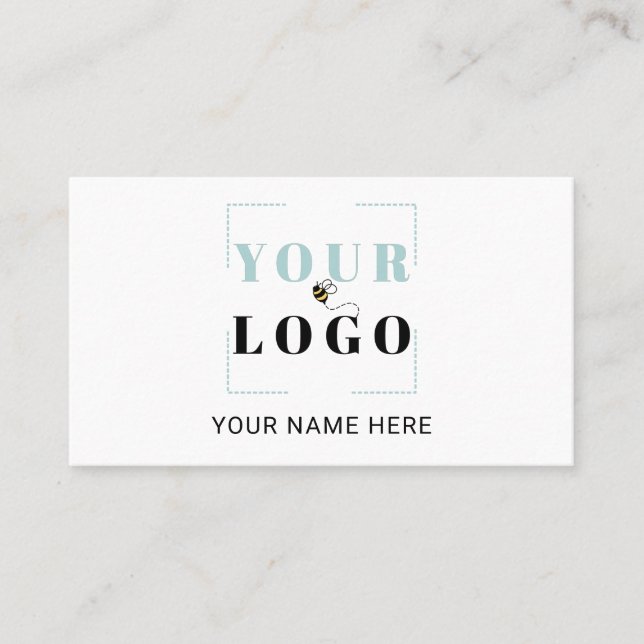 Business Logo Template Simple White Business Card (Front)