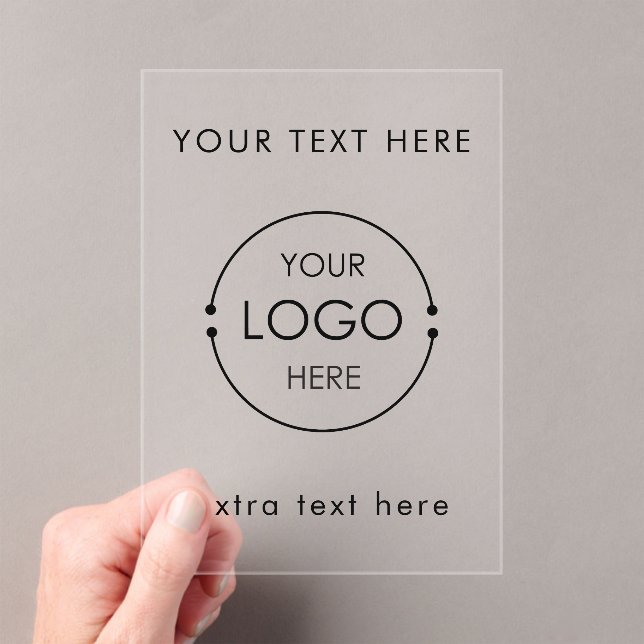 Business Logo Text Modern Minimalist Branded  Acrylic Invitations (Insitu (Handheld))