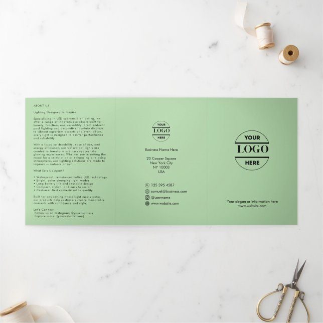 Business Logo & Text Modern Trifold Brochure (Outside)