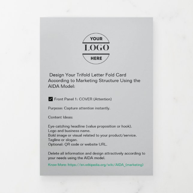 Business Logo & Text Modern Trifold Brochure (Cover)