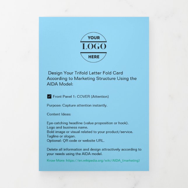 Business Logo & Text Modern Trifold Brochure (Cover)
