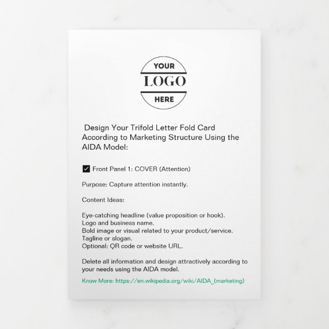 Business Logo & Text Modern Trifold Brochure (Cover)