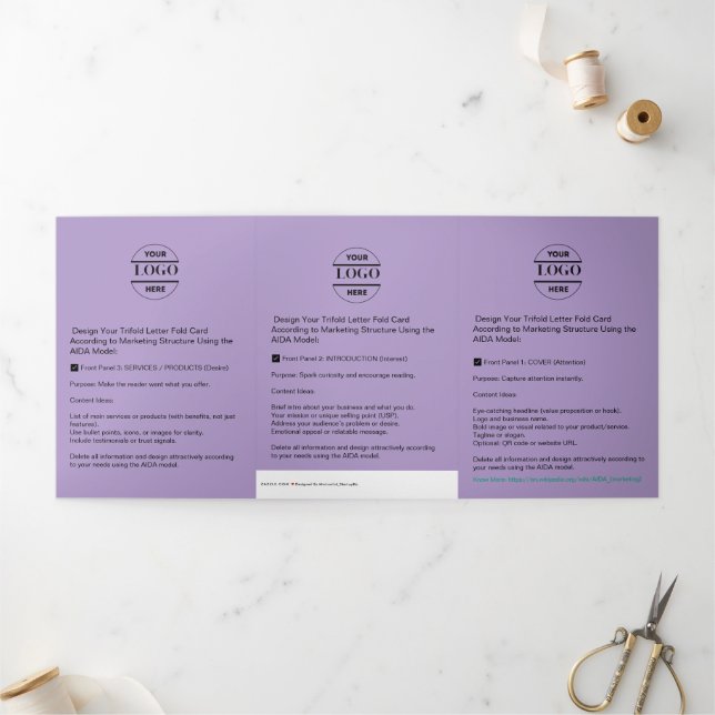 Business Logo & Text Modern Trifold Brochure (Outside)