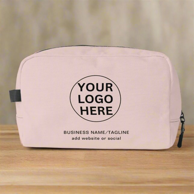 Business Logo & Text Promotional Blush Pink Brand Dopp Kit (Creator Uploaded)