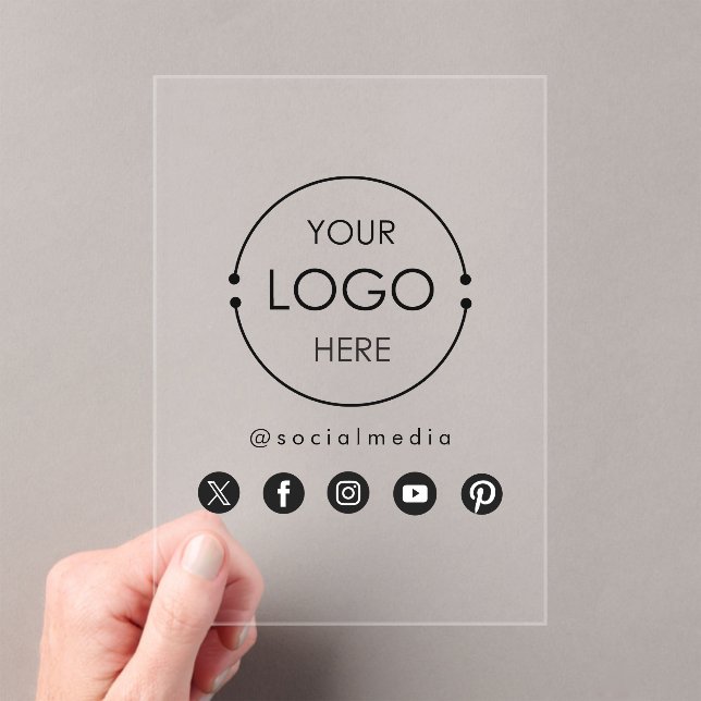 Business Logo Text Social Media Icons Branding Acrylic Invitations (Insitu (Handheld))