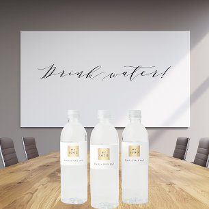 Business logo text water bottle label