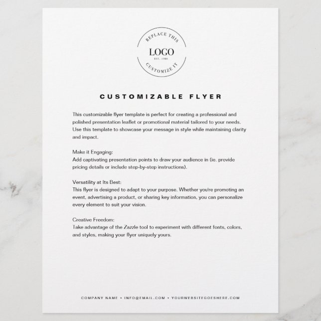 Business logo text website simple Custom Flyer (Front)