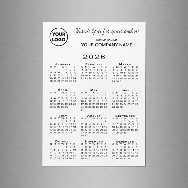 Business Logo Thank You 2026 Calendar Magnet (Business Logo Thank You 2026 Calendar Magnet in situ)
