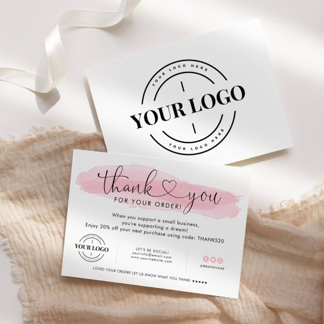 Business Logo Thank You Blush Pink Script Heart (Creator Uploaded)