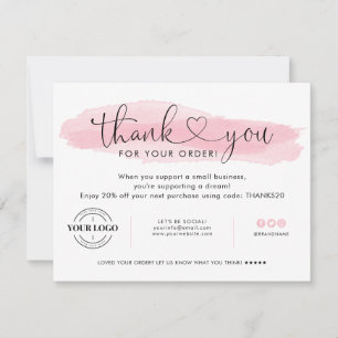Business Logo Thank You Blush Pink Script Heart Invitation