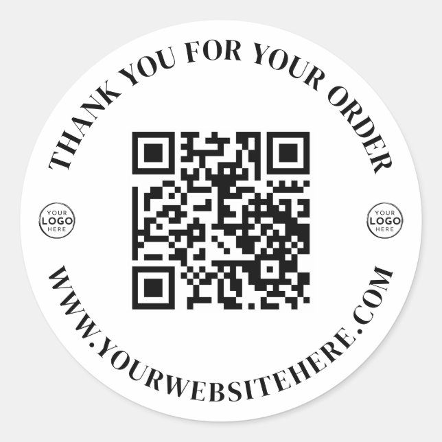 Business Logo Thank You Classic Round Sticker (Front)