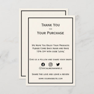 Business Logo Thank You Package Insert Card