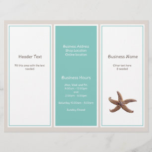Business Logo Tri-fold Brochure Turquoise Starfish