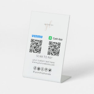 Business Logo   Two QR Code Payment   Scan to Pay  Pedestal Sign