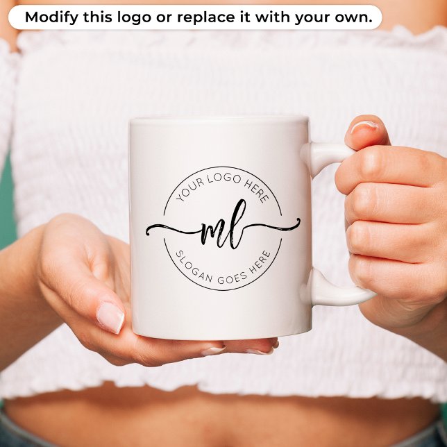 Business Logo Typography Monogram Initials White Coffee Mug (Creator Uploaded)