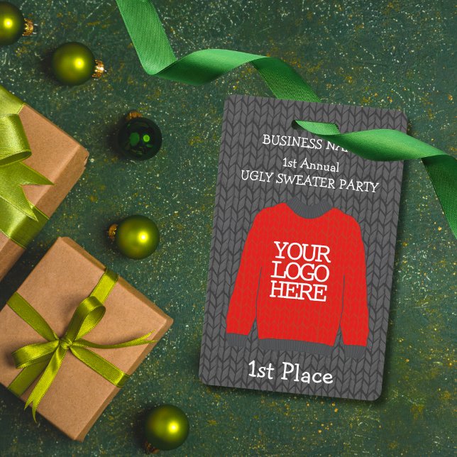Business Logo Ugly Sweater Party Winner Badge ID Badge (Creator Uploaded)