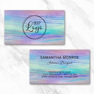 Business Logo Unicorn Ombre Wood Card