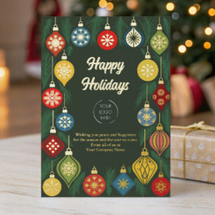Business Logo Vintage Christmas Ornament Gold