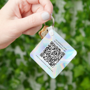 Business Logo Website and QR Code Holographic Key Ring