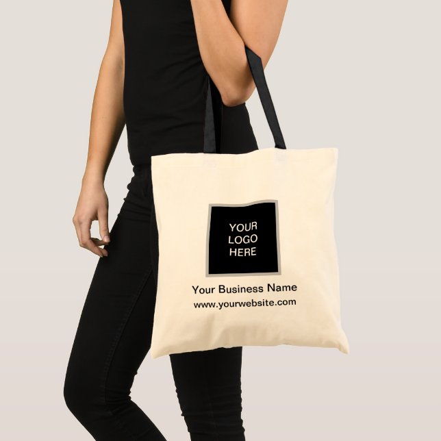 Business Logo Website Black Classic Minimalist Tote Bag (Front (Product))