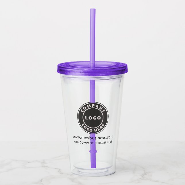 Business Logo Website Corporate Promo Event Acrylic Tumbler (Front)