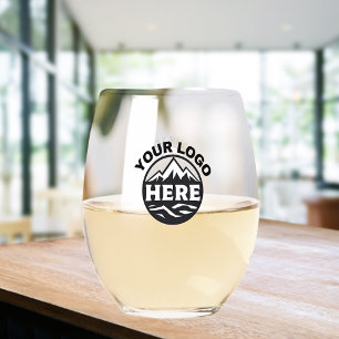 Business Logo Website Simple Promotional Stemless Wine Glass